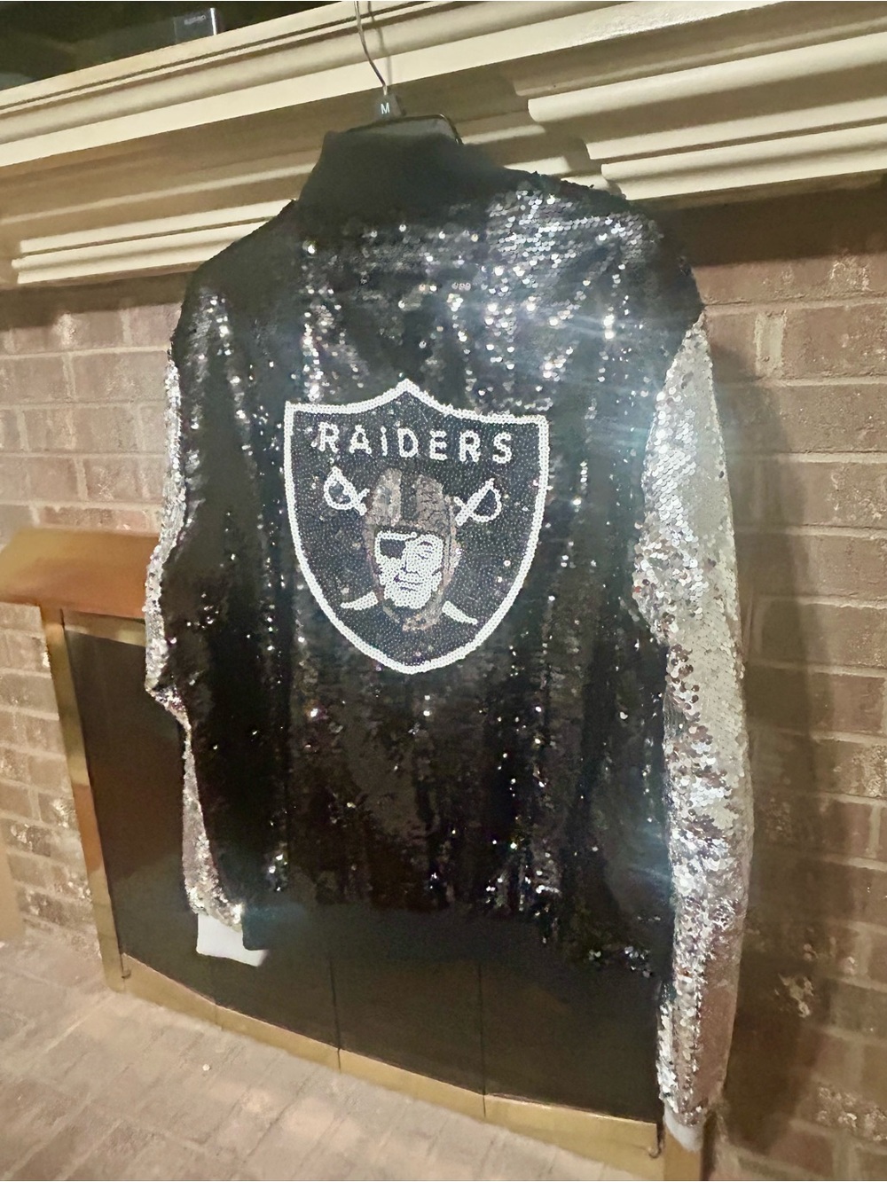 Sequin LV Raiders Jacket in Black and Silver - Woman XL